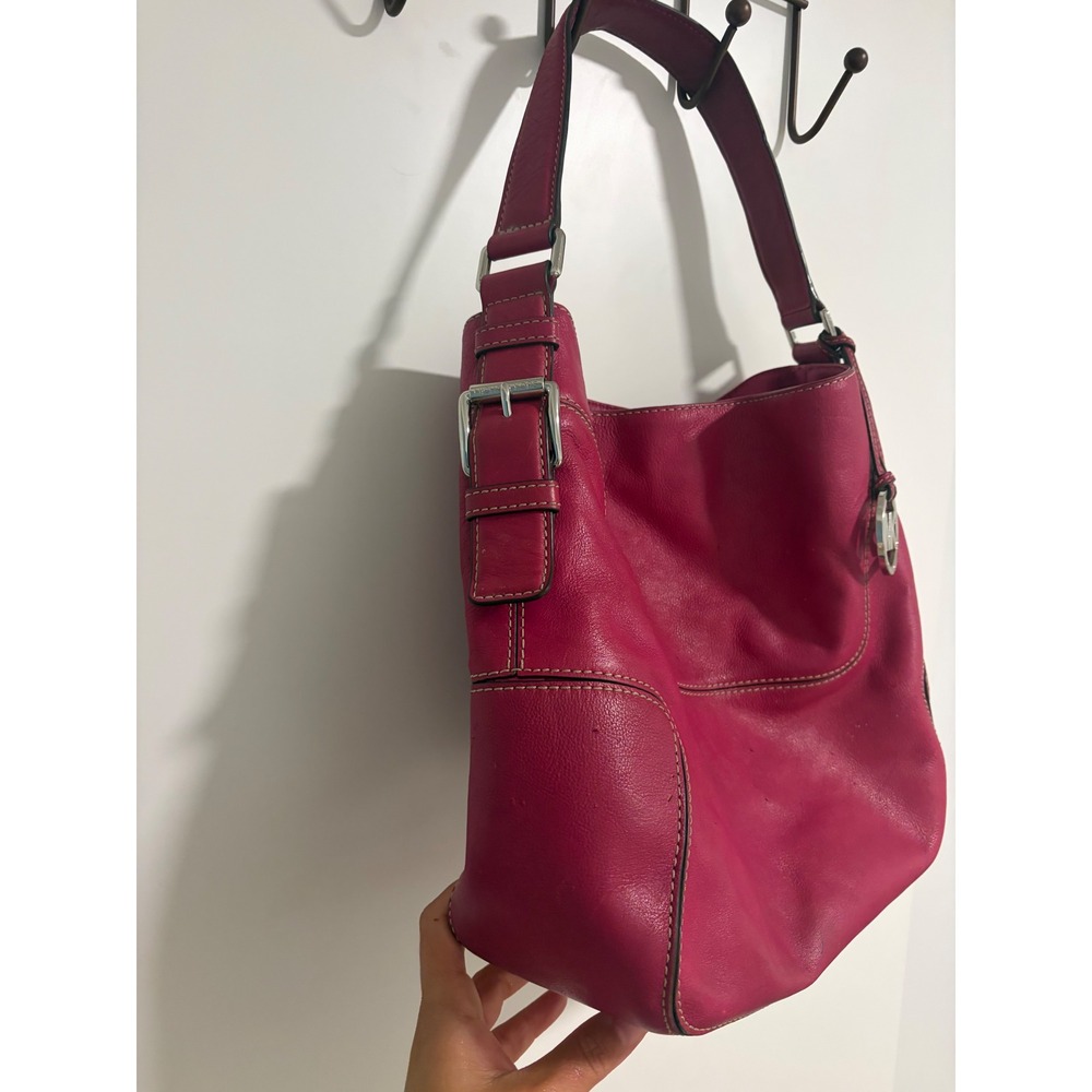 Michael Kors Vintage Y2K Magenta Pink Leather Hobo Shoulder Bag - Picture 2 of 8